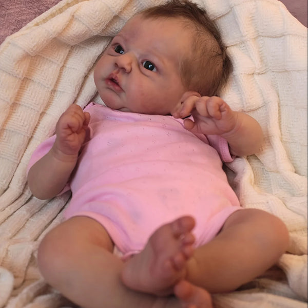 18" Washable Full-Body Vinyl Reborn Baby Doll with Painted Hair – Beautiful Collectible Gift