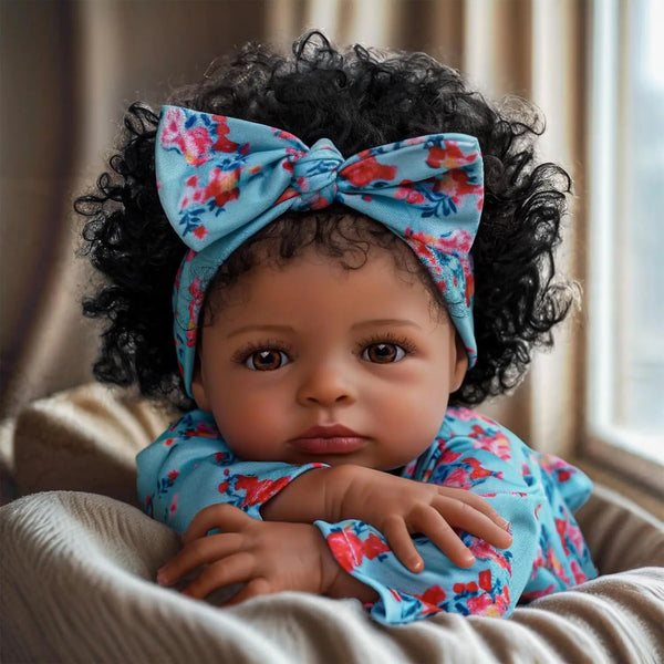 18" African American Reborn Baby Girl – Realistic Newborn Doll with Outfit